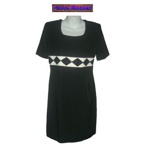 Vintage 80s Dynasty Little Black Dress Geometric New Wave Retro LBD Avant Garde